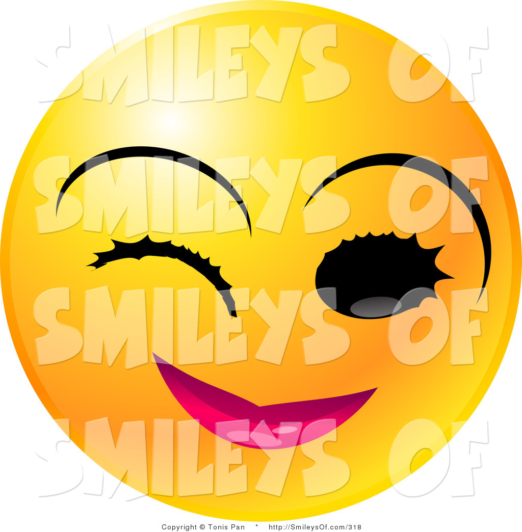 Winking Smiley Face Clip Art Vector Of A Winking Yellow Emoticon Face