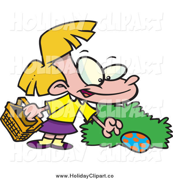 Of A Cartoon Blond Girl Hunting Easter Eggs By Ron Leishman    28162