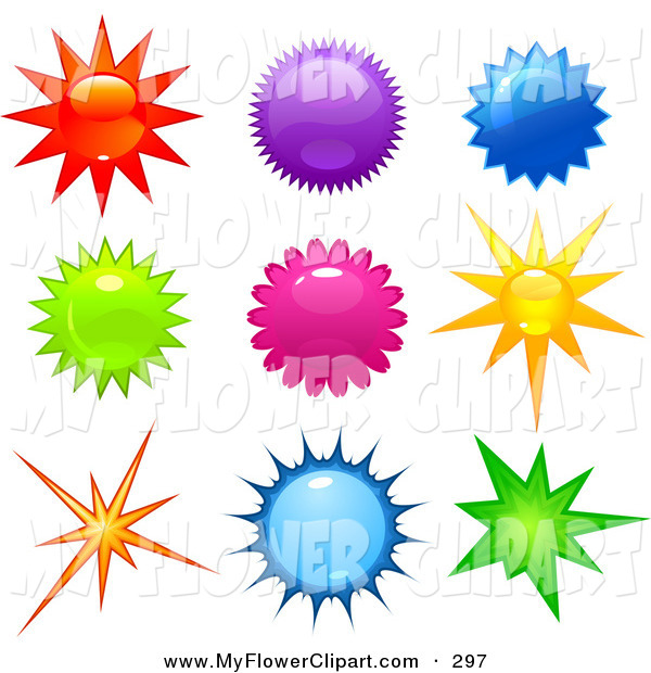 Art Of A Collection Colorful Bright Stars And Bursts In Red Clipart
