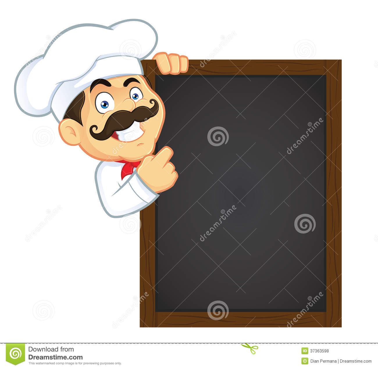 Clipart Picture Of A Chef Cartoon Character Holding Wooden Menu Board