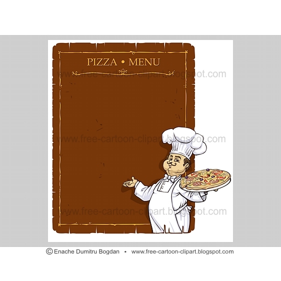 Free Cartoon Clipart 000061 Chef Pizza Restaurant Menu Page Enache