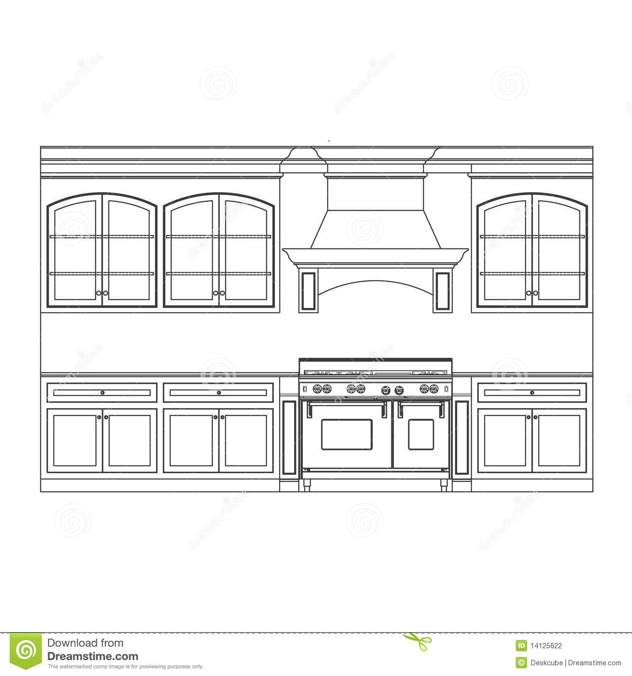Kitchen Cabinet Elevation Line Drawings