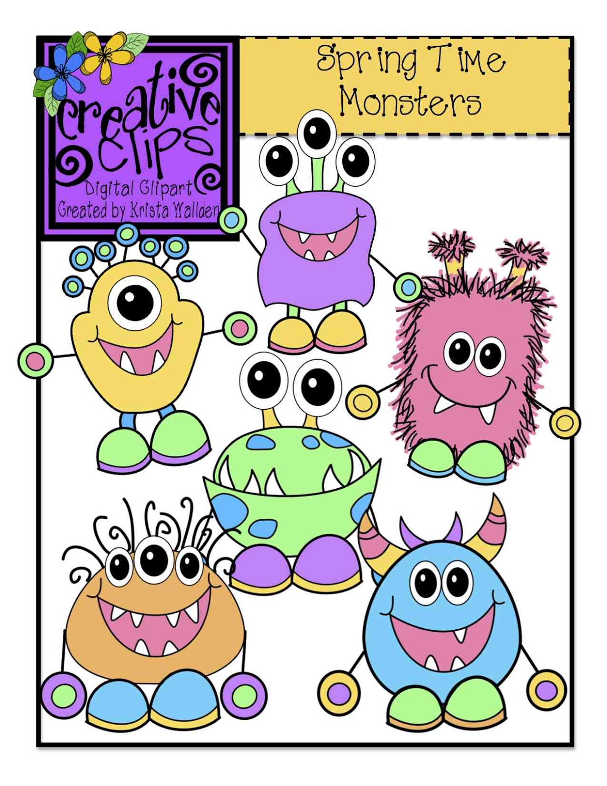 Spring Monsters  Creative Clips Digital Clipart