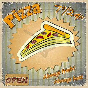Vintage Grunge Card With Pizza Menu   Vector Clipart