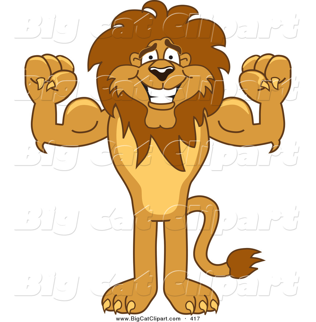 Big Cat Cartoon Vector Clipart Of A Bodybuilder Lion Character Mascot