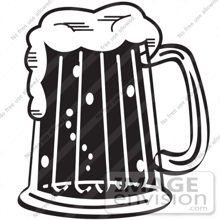 Clip Art Of A Black And White Frothy Mug Of Beer In A Bar By Andy