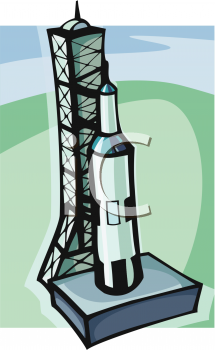 Rocket On A Launch Pad   Royalty Free Clipart Picture
