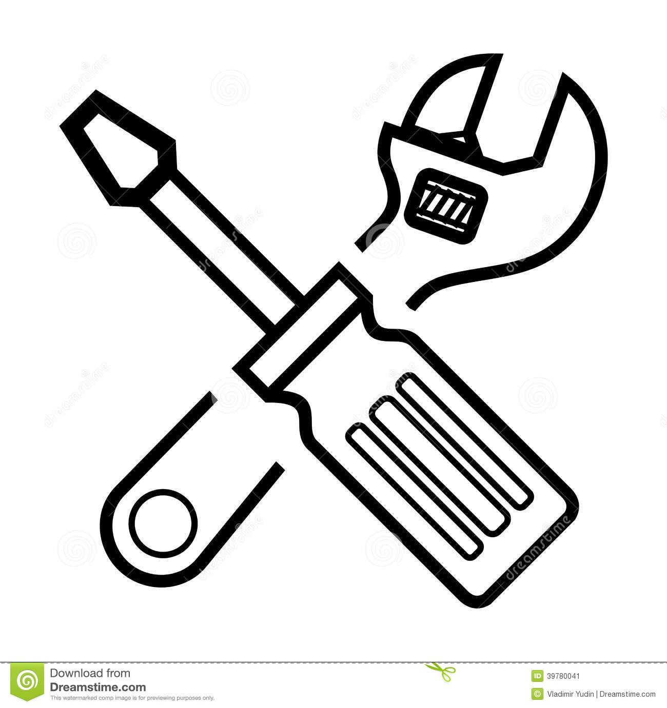 Screwdriver Clipart Black And White Screwdriver And Wrench Stock