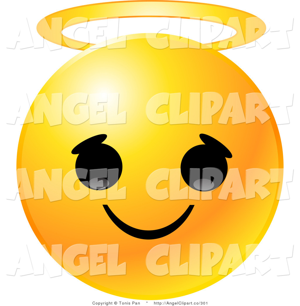 Clip Art Of A Cute Yellow Emoticon Face With An Innocent Expression