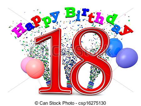 Drawings Of Happy 18th Birthday Csp16275130   Search Clipart