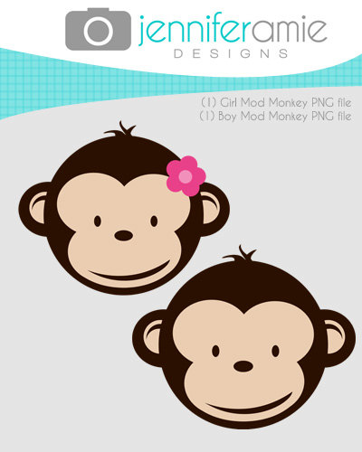 Girl And Boy Mod Monkey Clipart For Personal Use Only 11x14 In  300