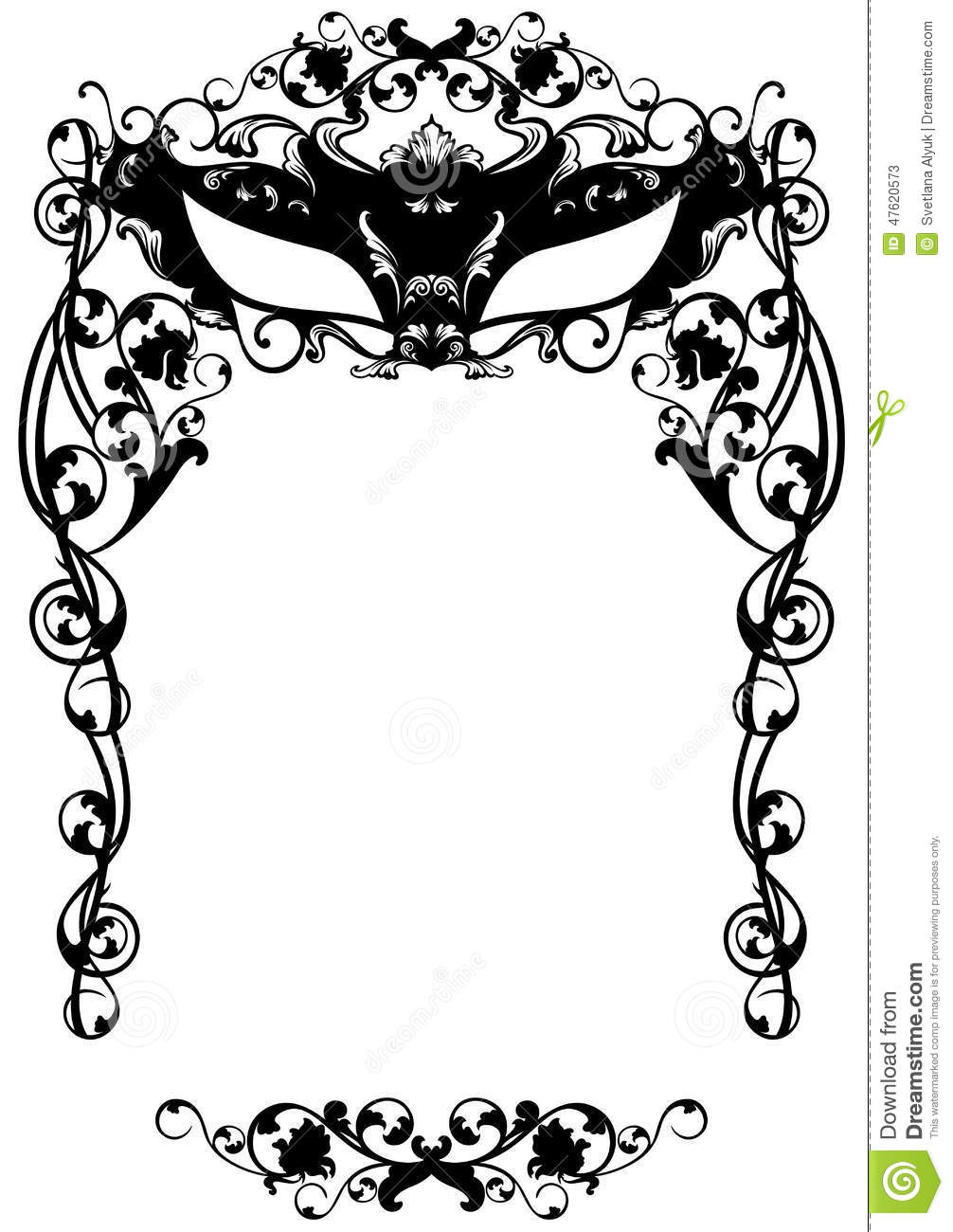 Invitation To Masquerade Party With Carnival Mask   Black And White    