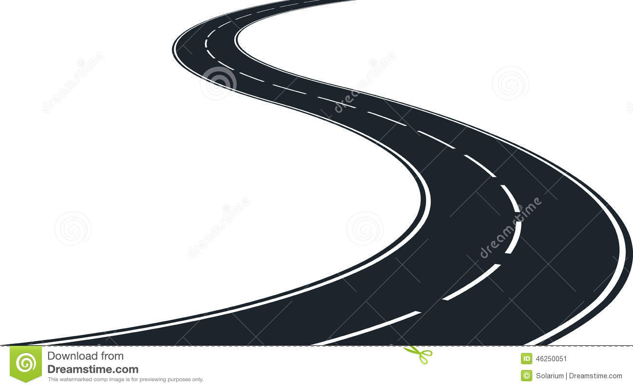 Isolated Winding Road   Clip Art Illustration
