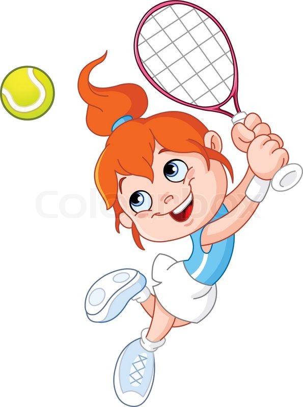 Young Girl Playing Tennis   Vector   Colourbox