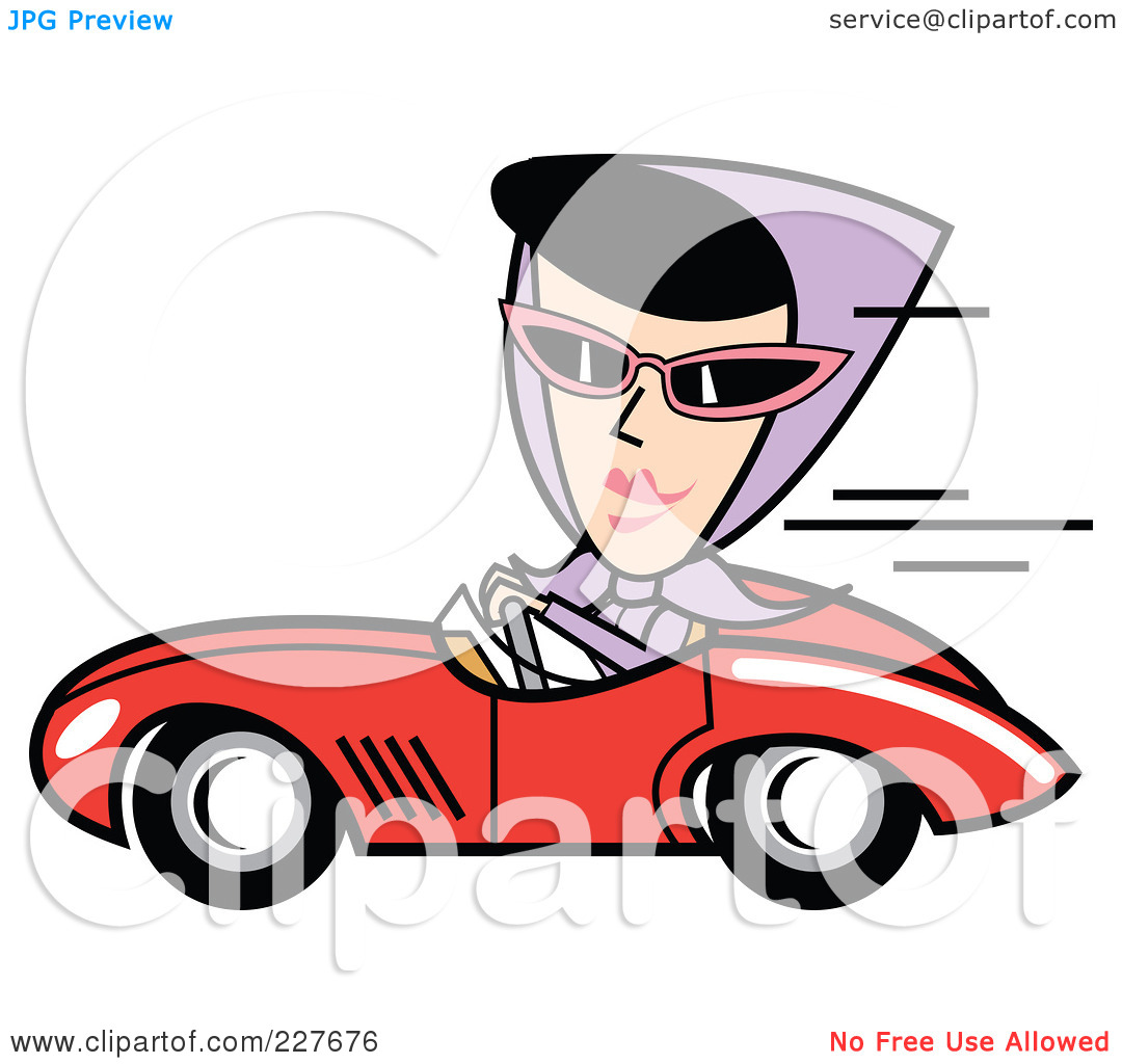Royalty Free  Rf  Clipart Illustration Of A Retro Woman Driving A