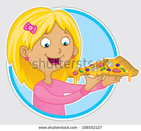 Animals Eating Pizza Clipart Hungry Blonde Girl Eating A
