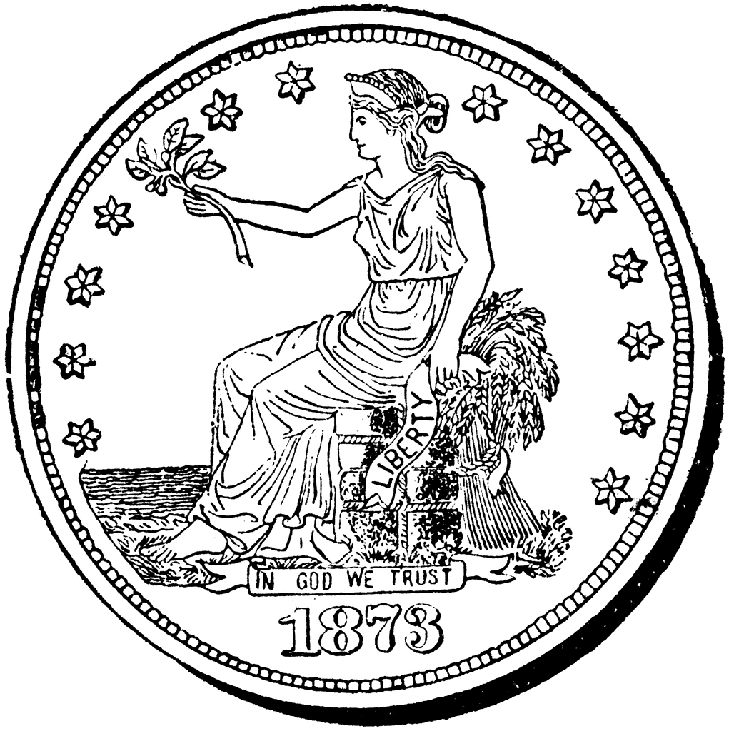 Silver Trade Dollar Coin 1873   Clipart Etc