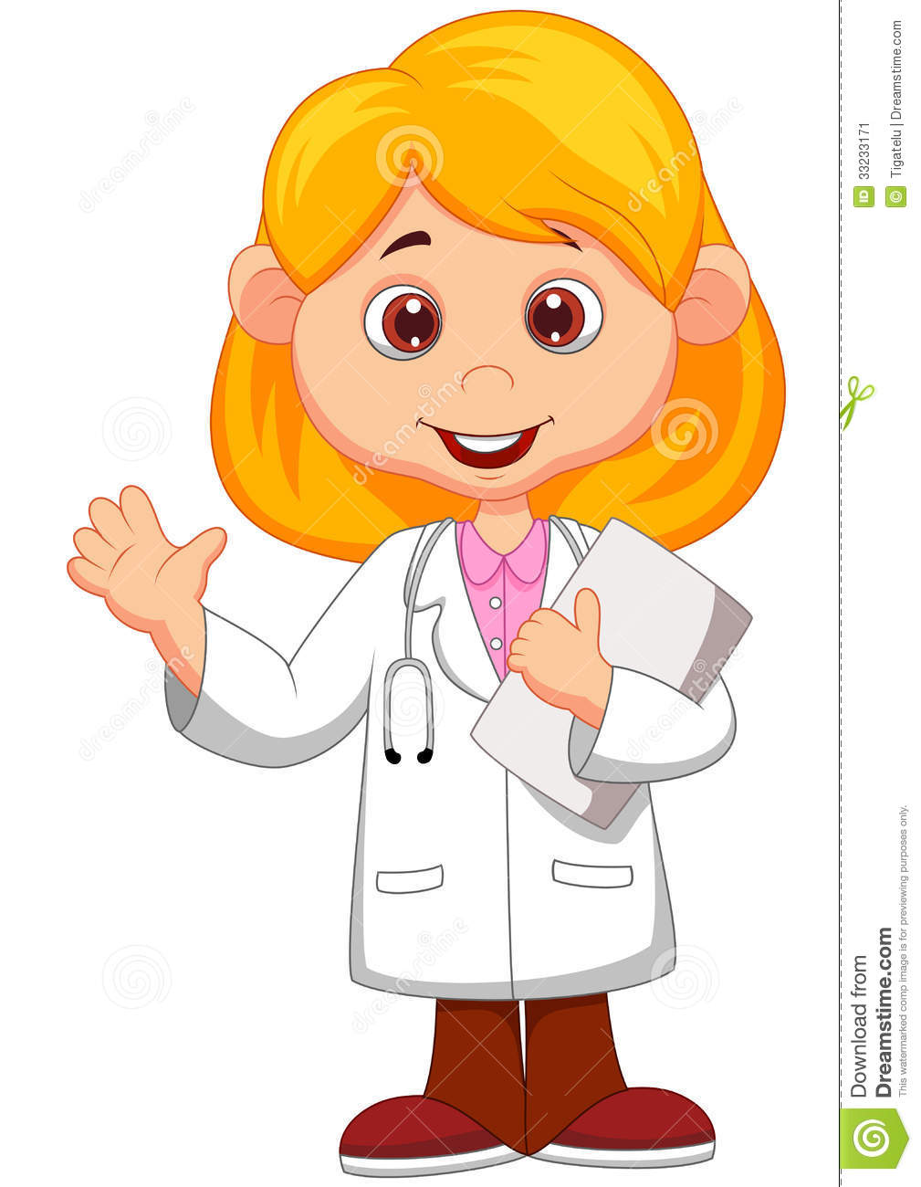 Cute Little Female Doctor Cartoon Waving Hand Stock Image   Image    