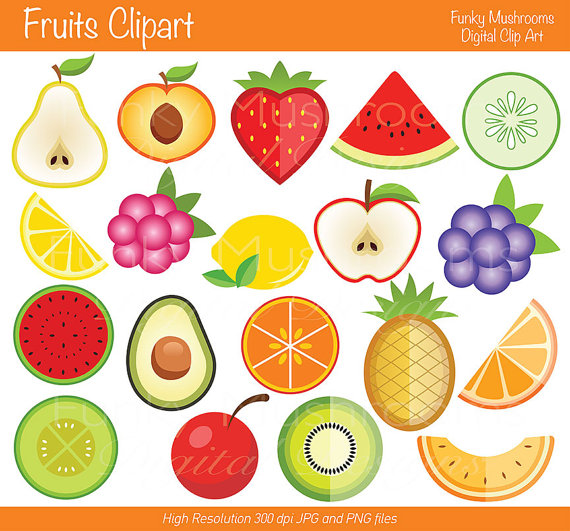 Fresh Fruit Clip Art Digital Clipart   Fruits