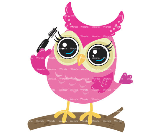 Pink Owl Clip Art   Owl On Branch Clipart Digital Clipart   Cute Owl