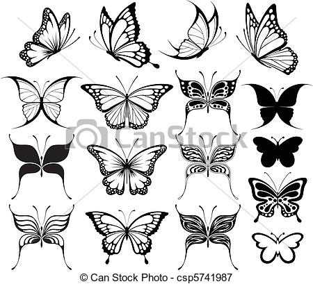 Vectors Illustration Of Butterfly Clipart   Set Of Butterflies