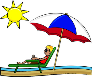 Beach Clipart Image   Tourist Relaxing In The Sunshine At The Beach In