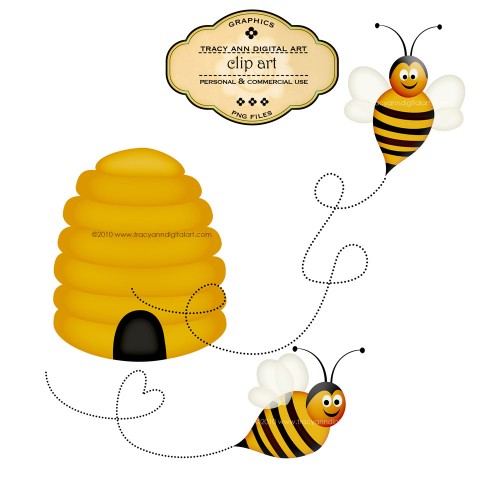 Honey Bees Beehive   Clip Art   Tracyanndigitalart   Graphics On