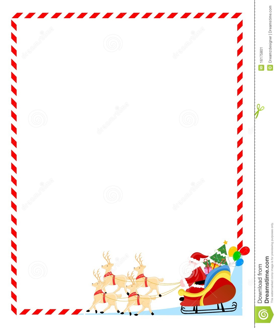Santa Claus On A Sledge With Cute Deers Colorful Christmas Border