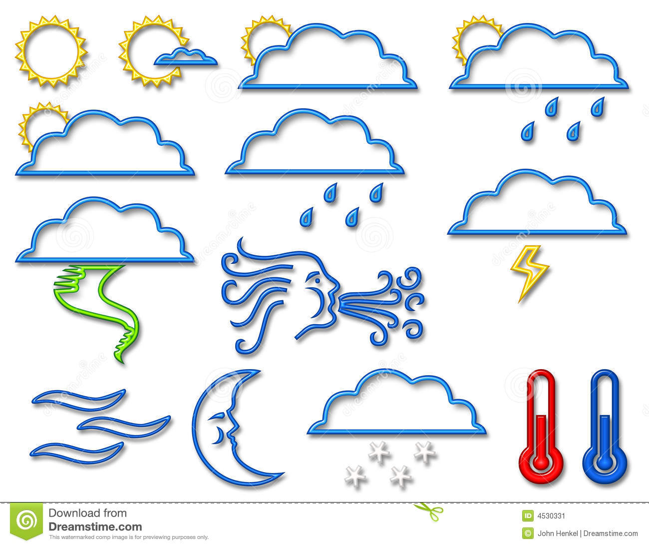 Weather Symbol Collection In Neon Stock Image   Image  4530331