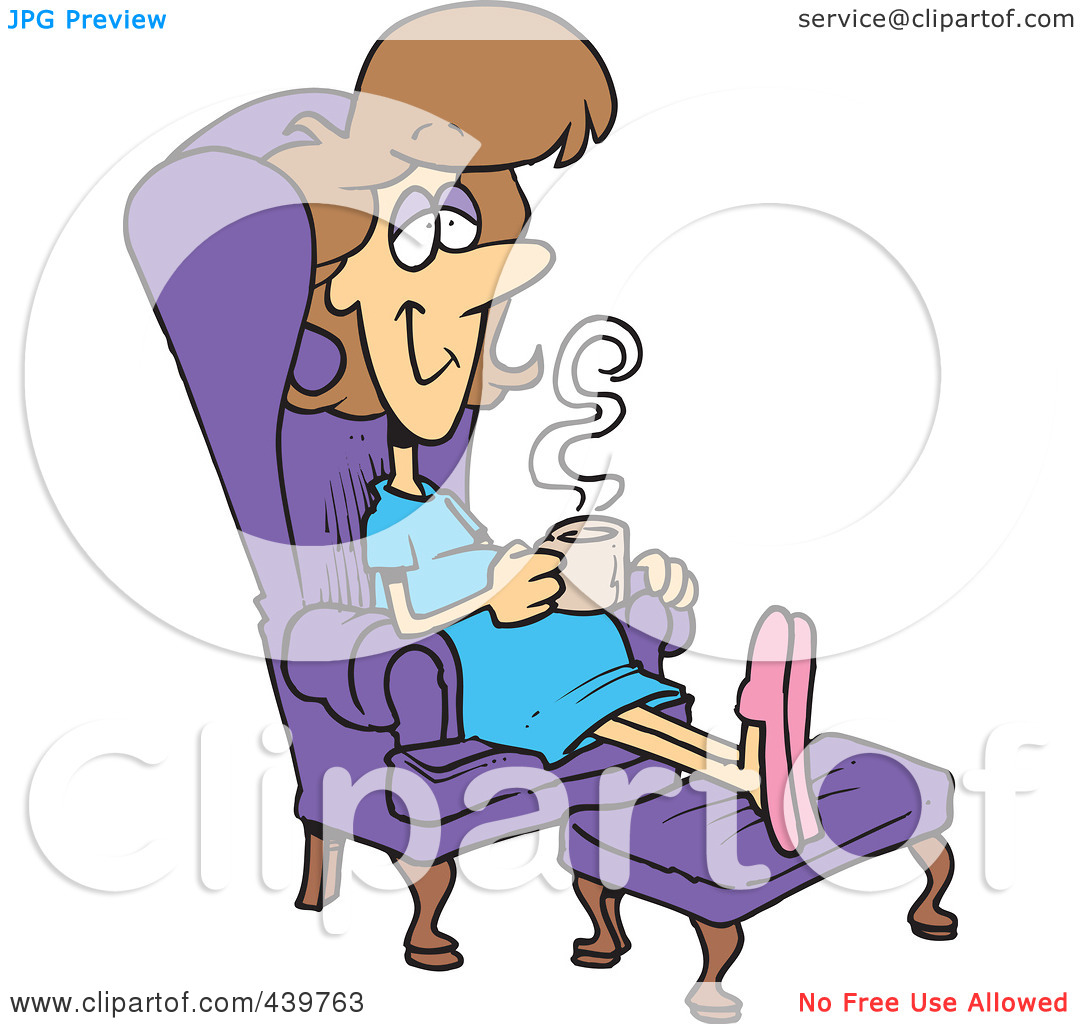 Woman Relaxing In A Chair With A Warm Beverage By Ron Leishman  439763