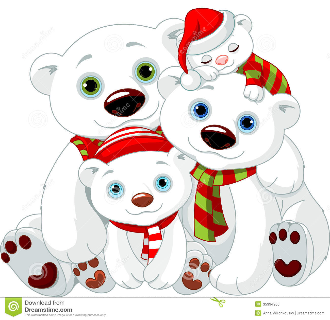 Big Polar Bear Family At Christmas Royalty Free Stock Image   Image