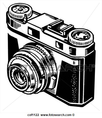 Black And White Version Of A Vintage Camera Cof1122   Search Clipart