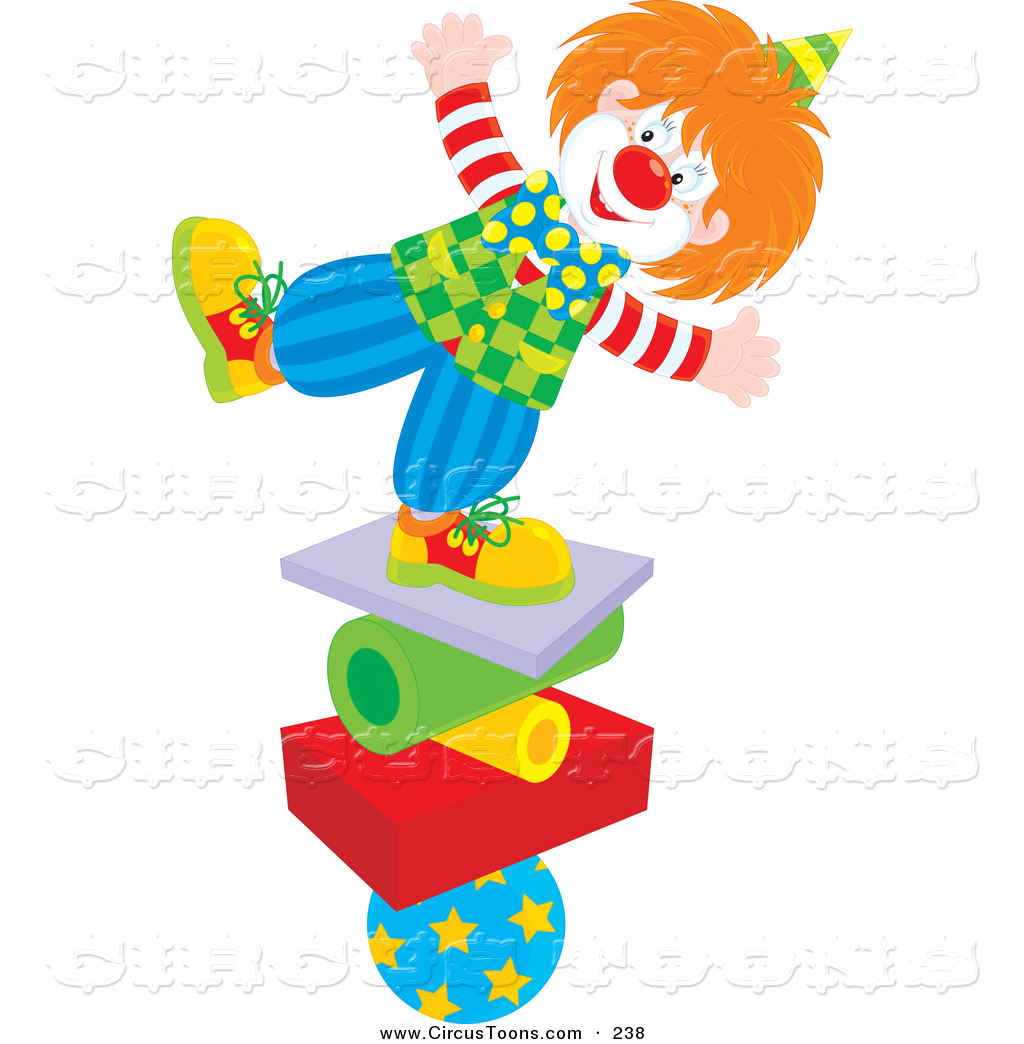 Circus Clipart Of A Cheerful Clown Balancing On A Stack Of