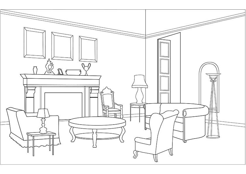 Living Room Coloring Pages Living Room Coloring Page