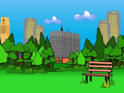 Animationcatalyst City Park  With A Park Bench