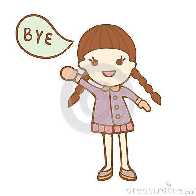 Cute Waving Goodbye Clipart Cartoon Cute Girl Saying Bye