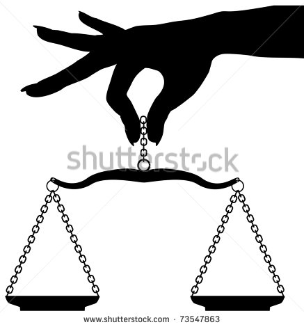Woman Hand Holding To Scale To Weigh Objects In Balance   Stock Photo