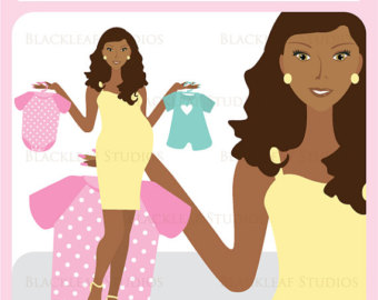Clip Art Image Of A Pregnant African American Woman