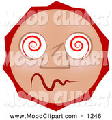 Mood Clip Art Of A Dazed And Confused Tan Smiley Face High On Drugs