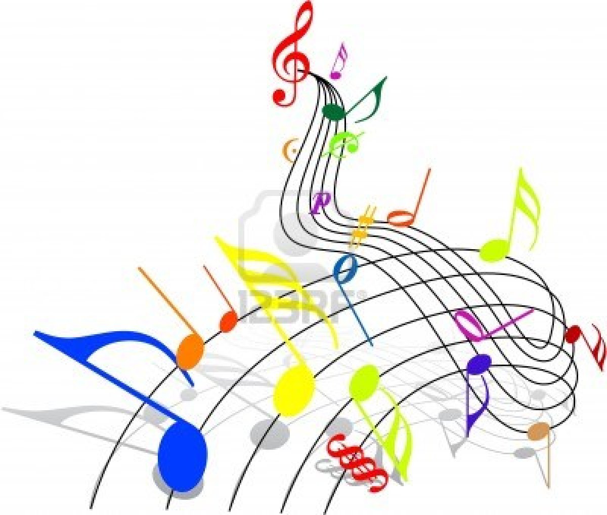 Notes Music Theme   Colorful Notes On White Background Royalty Free