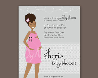 Pregnant Mom To Be Baby Shower Invitation   African American   Natural