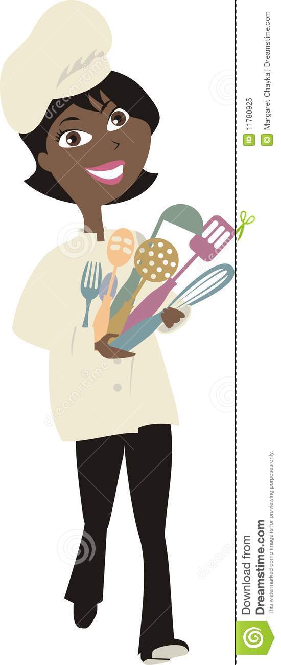 African American Woman Chef Cooking Utensils 2 Royalty Free Stock