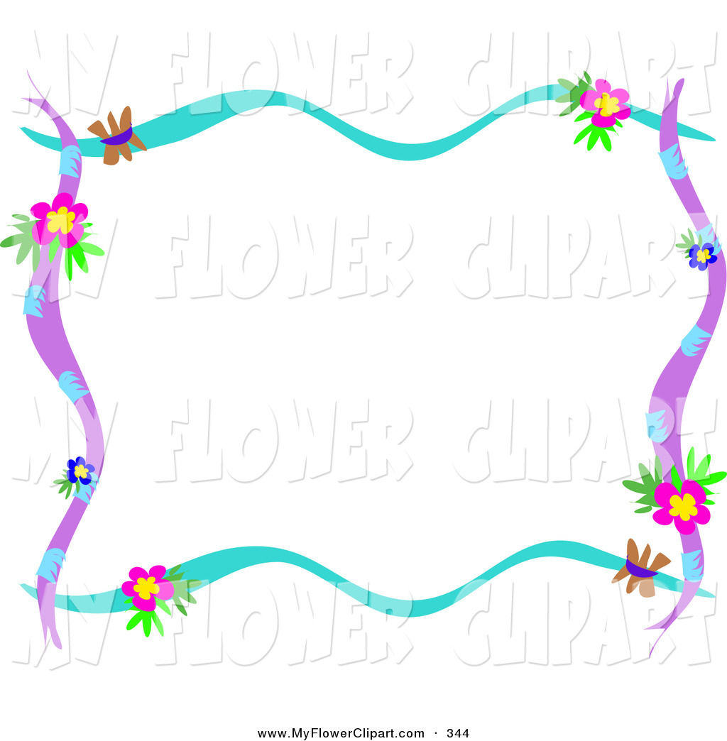 Blue And Purple Branches With Pink And Blue Flowers Over White By