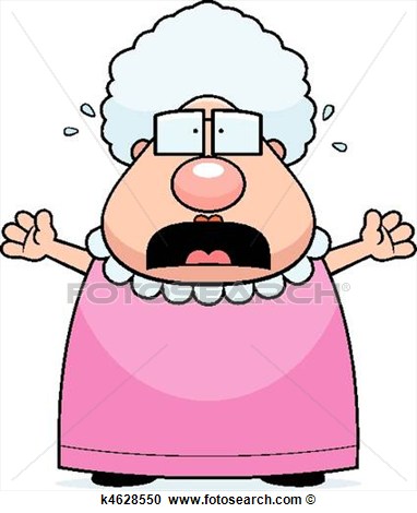 Cartoon Grandma With A Scared Expression