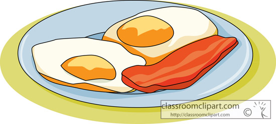 Clipart   Plate With Fried Eggs And Bacon   Classroom Clipart