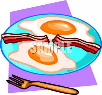 Fried Bacon And Eggs On A Plate Clipart Image   Foodclipart Com