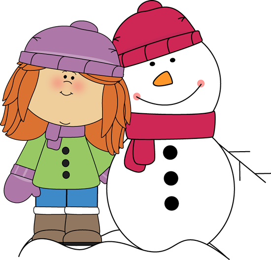 Girl With Arm Around Snowman Clip Art   Girl With Arm Around Snowman