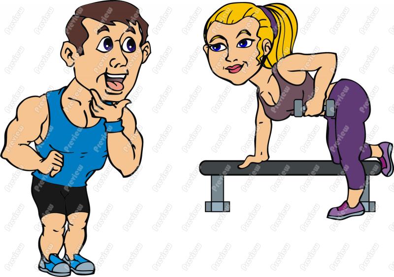 Guy Staring At Fitness Girl Clip Art   Royalty Free Clipart   Vector