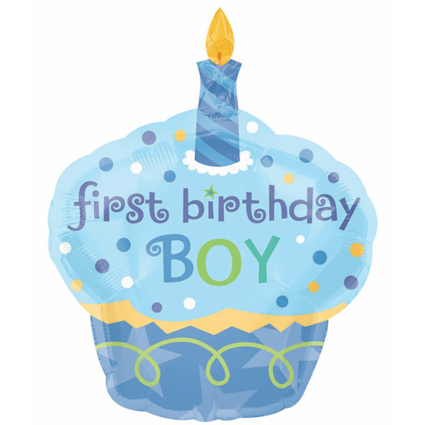 1st Birthday Cupcake Boy Super Shape Foil Balloon