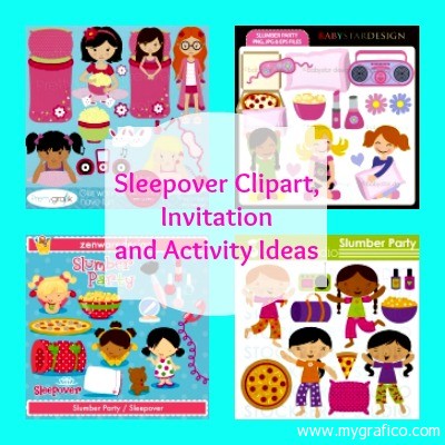 Sleepover Clipart Invitation   Activity Ideas   Mygrafico Party Ideas